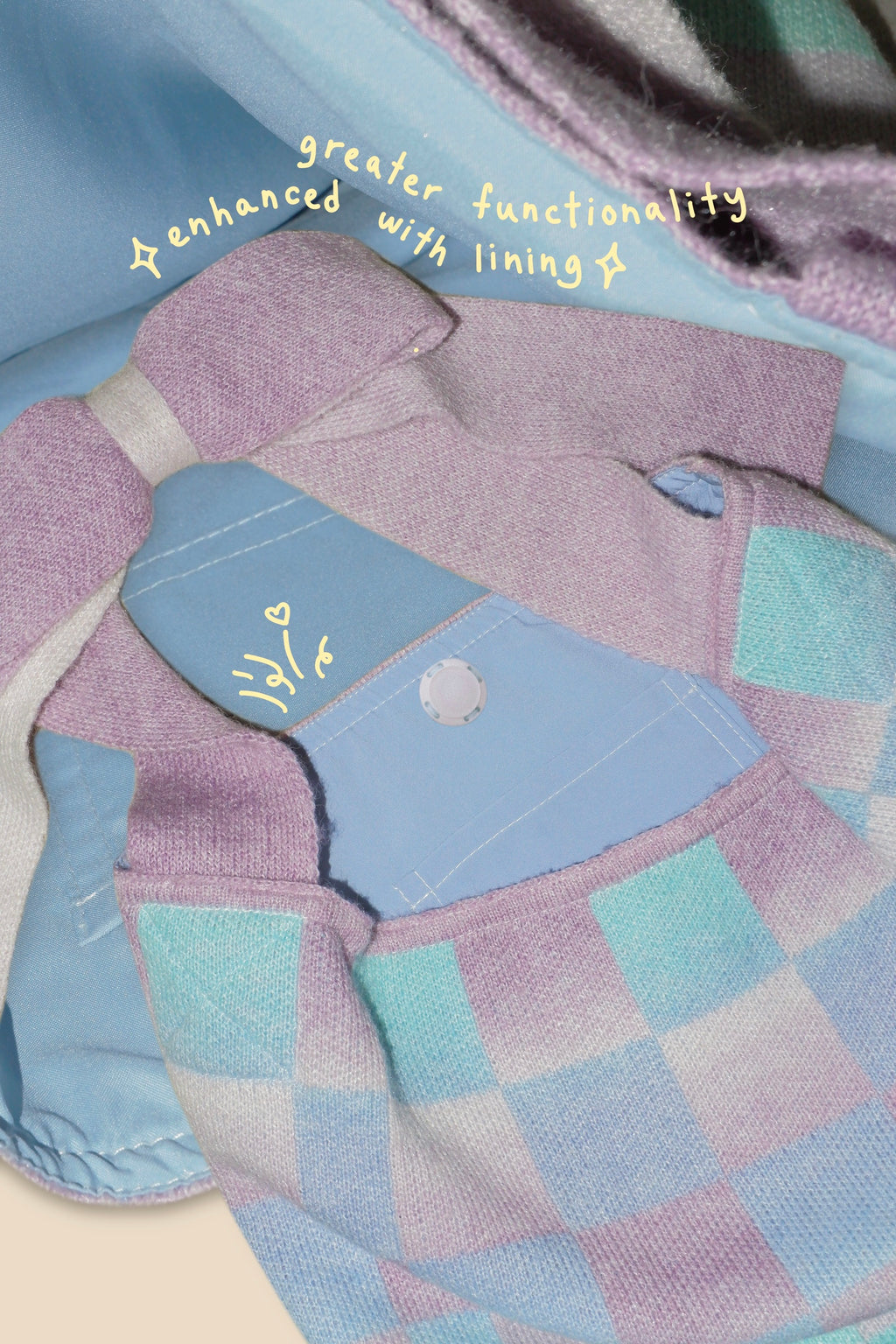 Ribbon Checkered Knit Tote Bag (Lilac)
