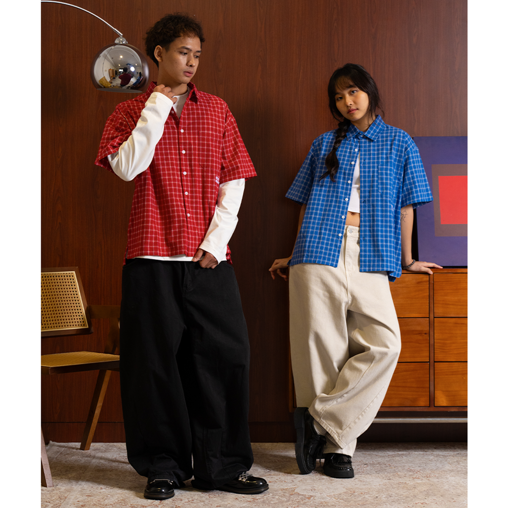 A.A Grid Shirt - Cobalt Blue