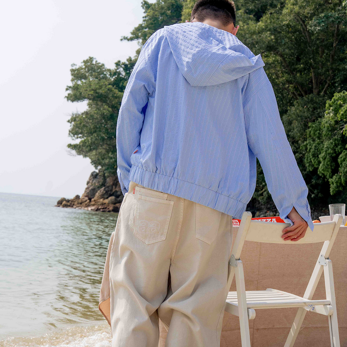 A.A Cloudstripe Hoodie Jacket - Sky Blue