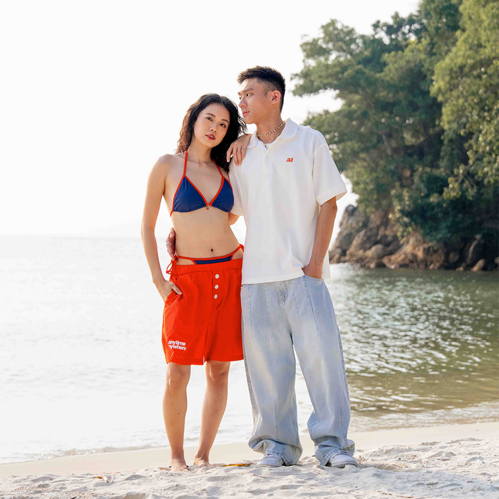 A.A Nylon Button-Fly Short - Orange