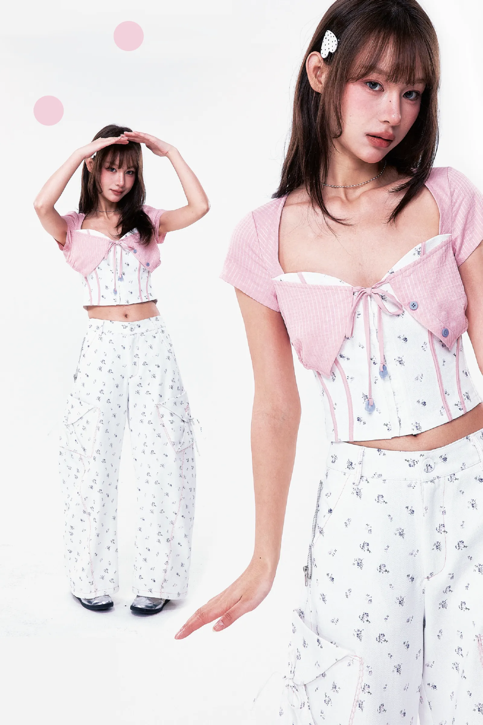 PLÜF Tie Front Bustier (Pink)