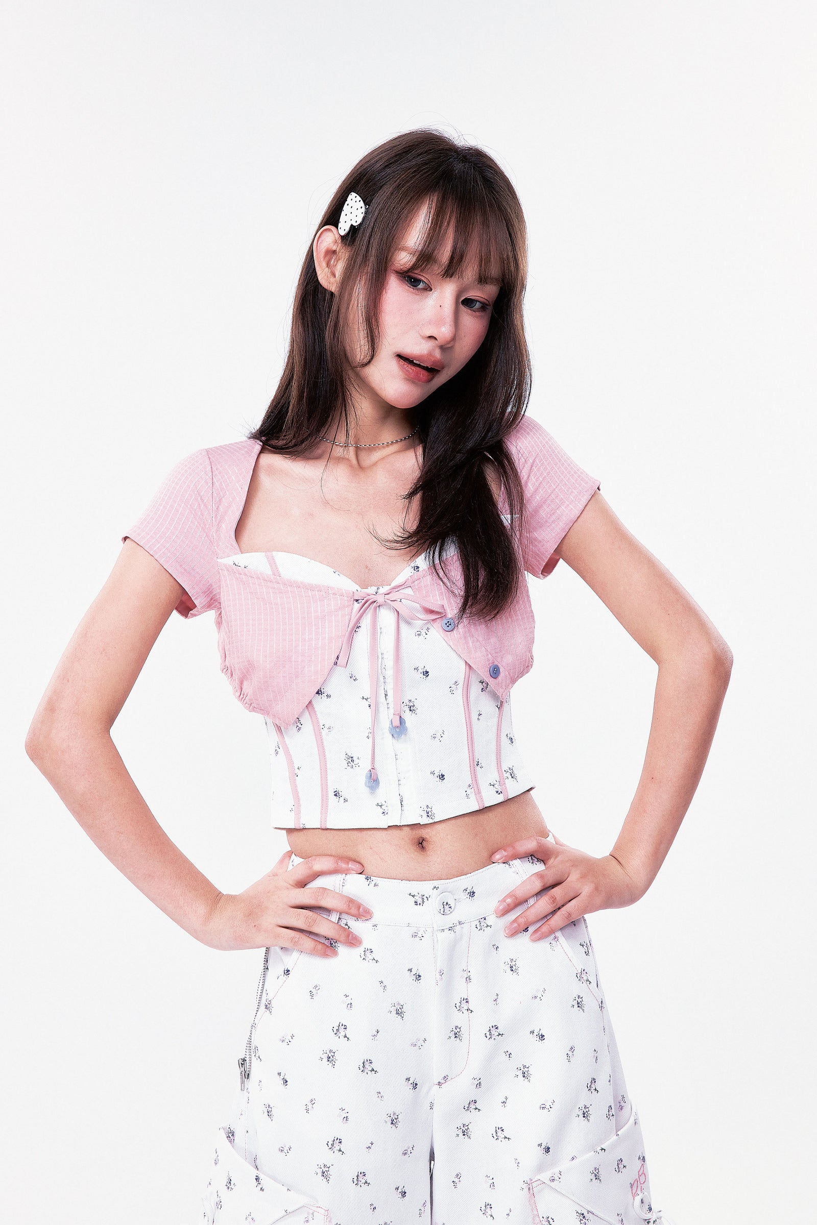PLÜF Tie Front Bustier (Pink)