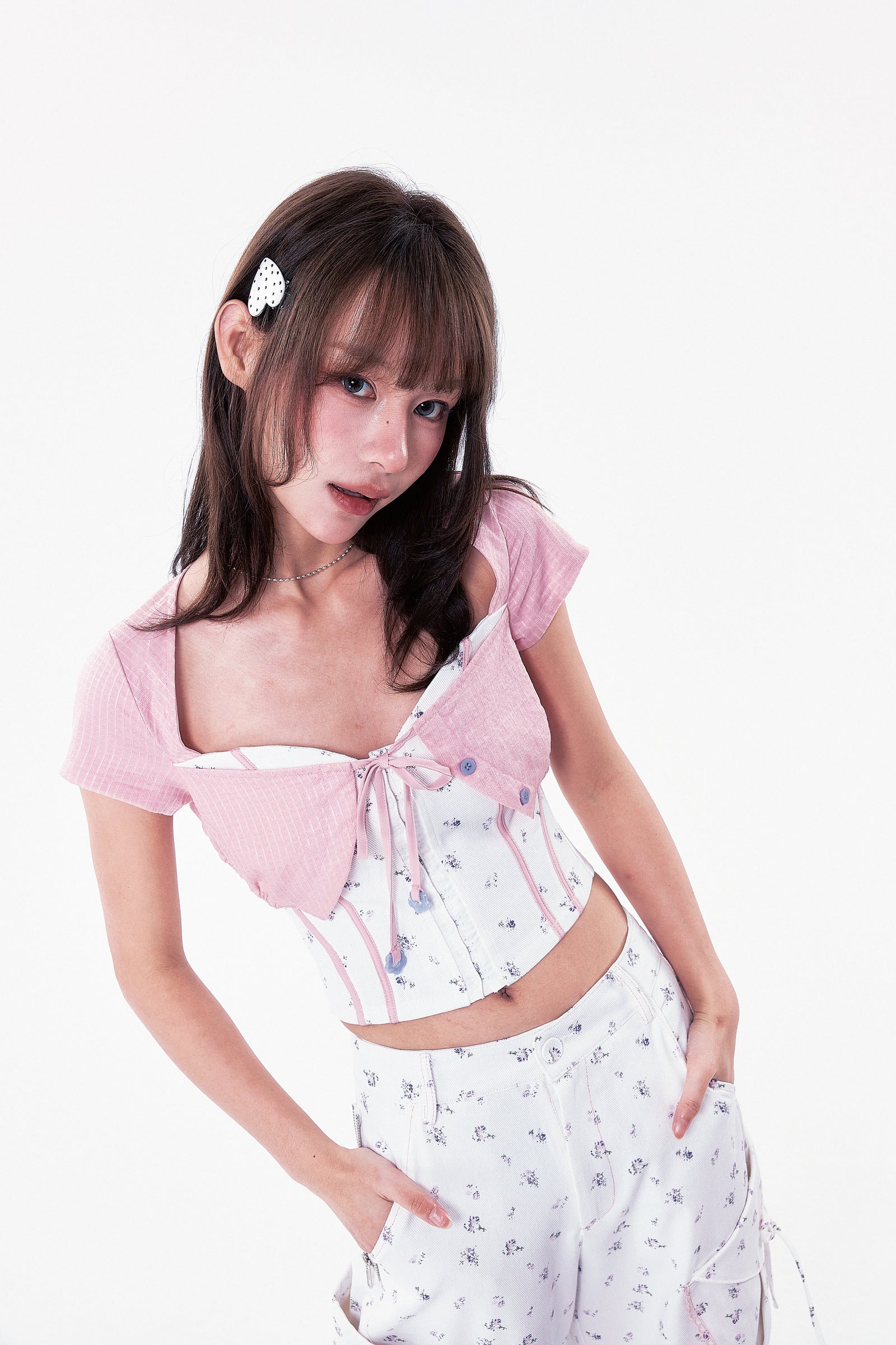 PLÜF Tie Front Bustier (Pink)