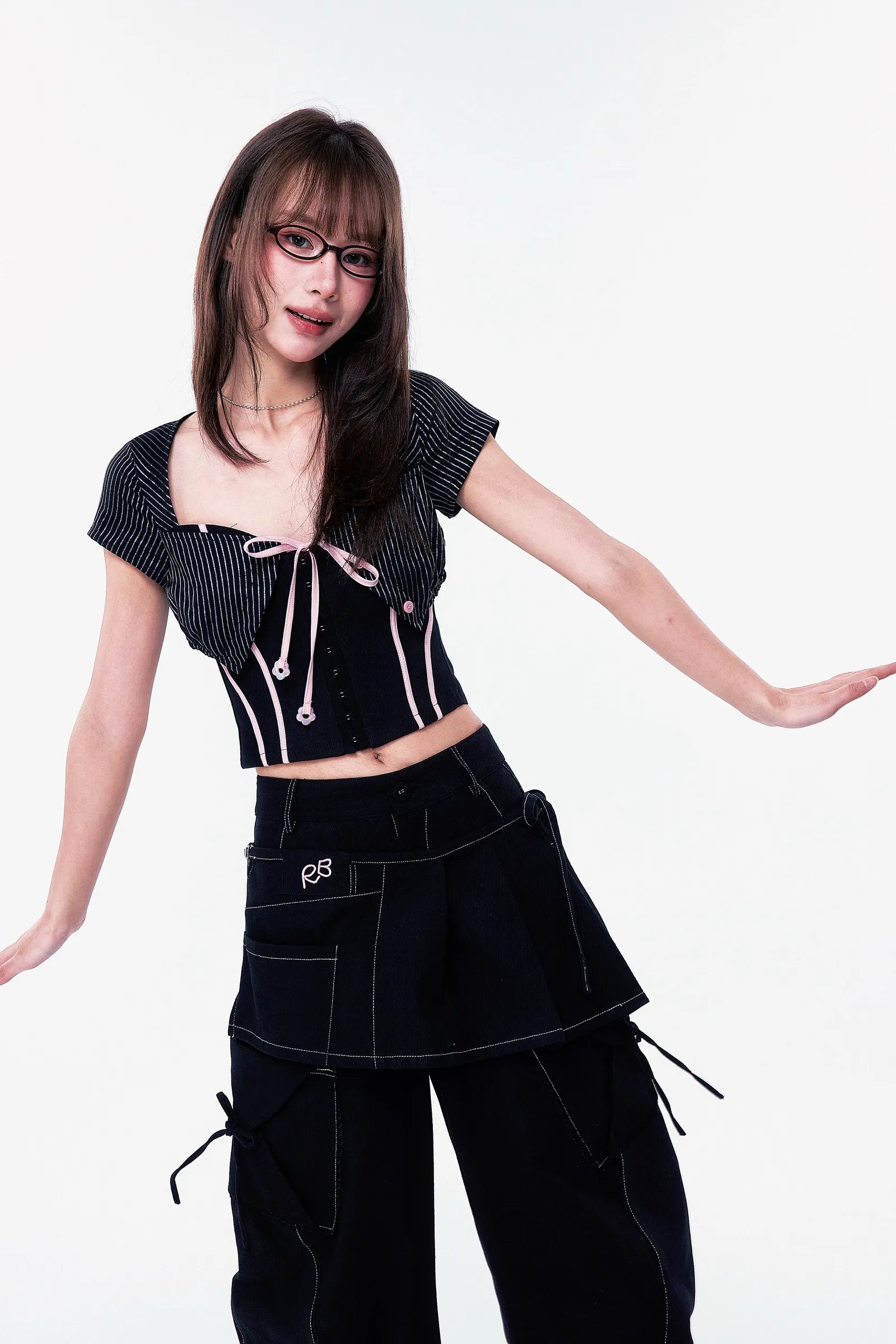 PLÜF Tie Front Bustier (Black)