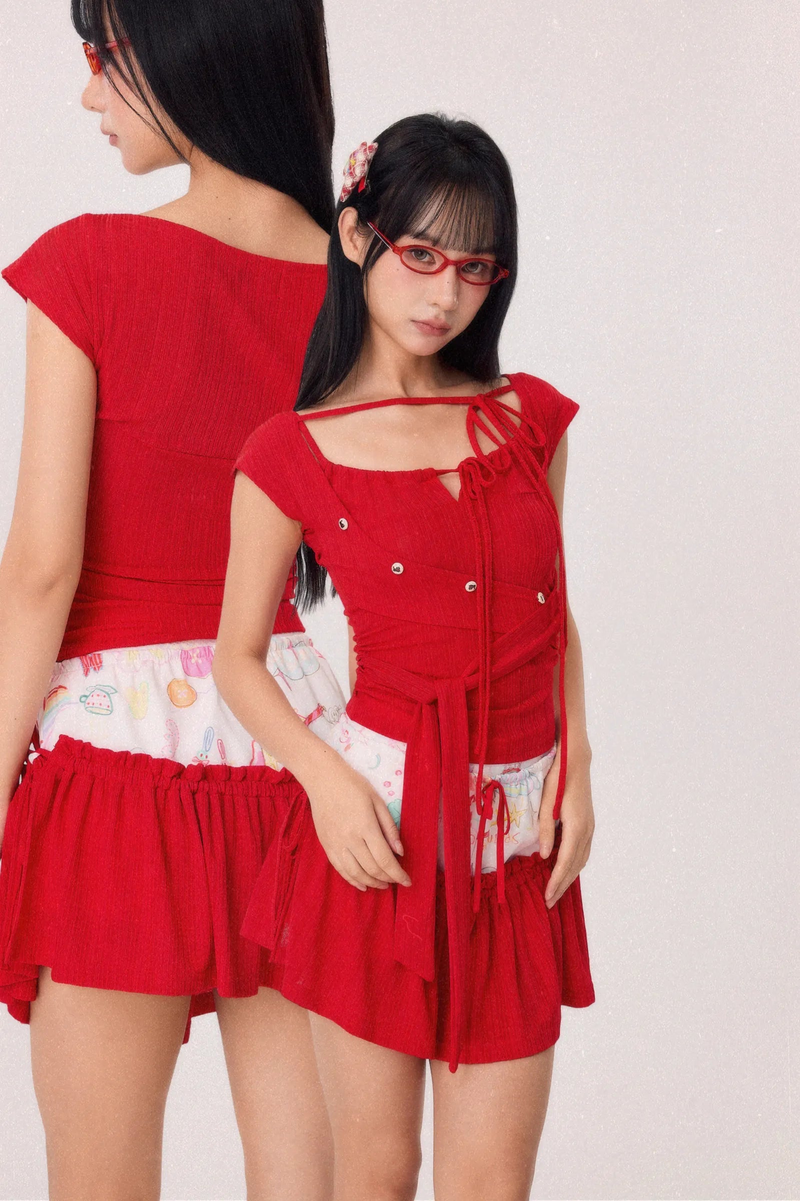 Dear Days Asymmetrical Knit Top (Red)