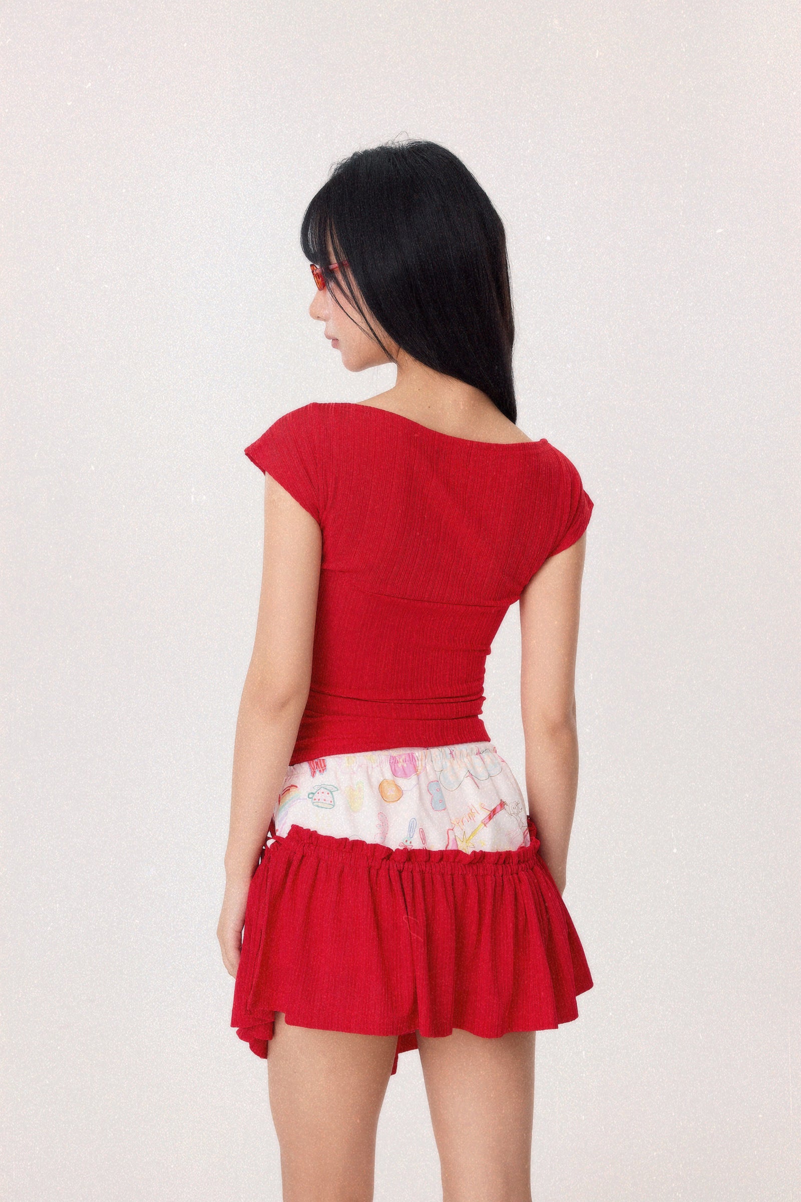 Dear Days Asymmetrical Knit Top (Red)