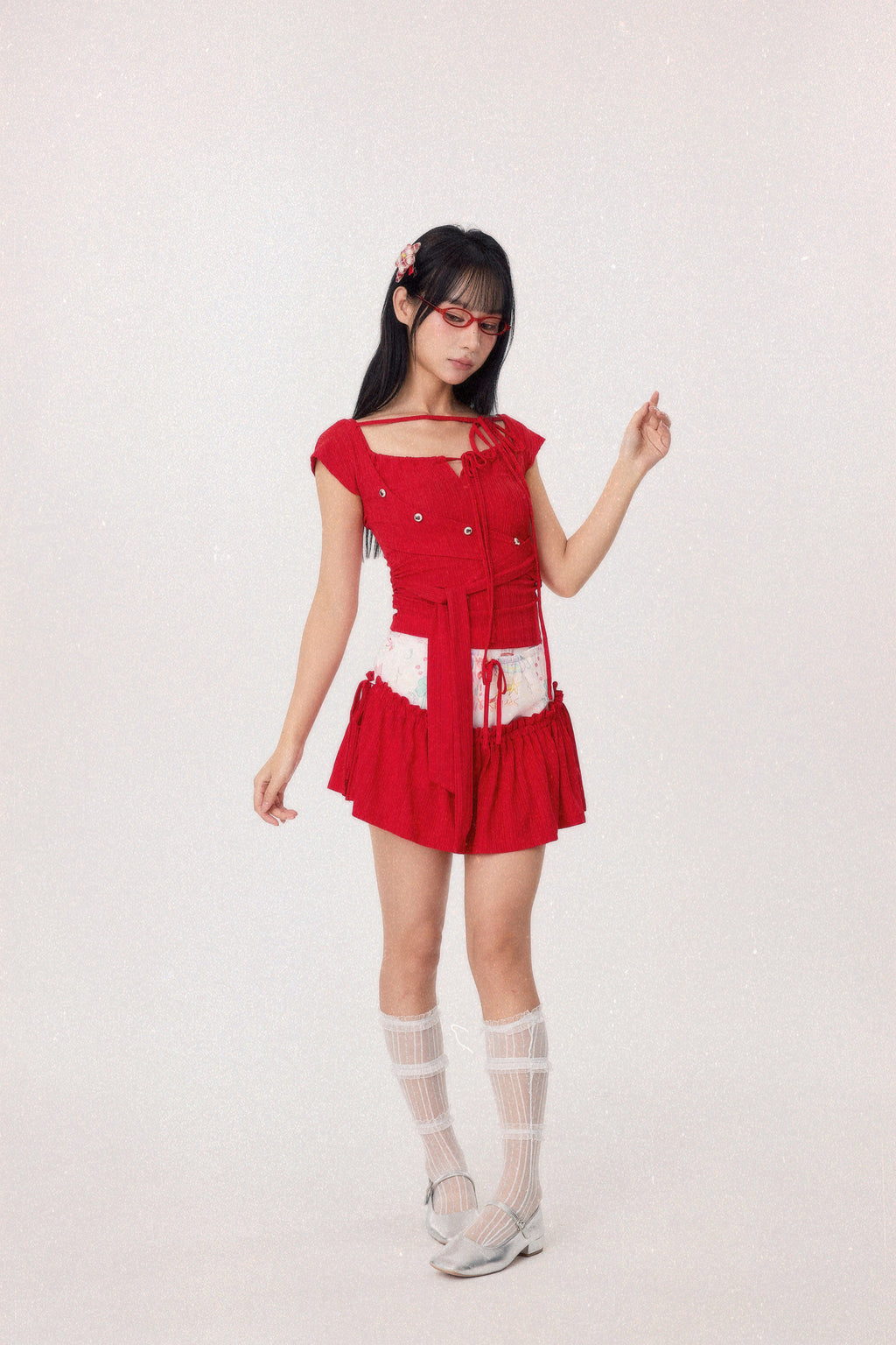 Dear Days Asymmetrical Knit Top (Red)