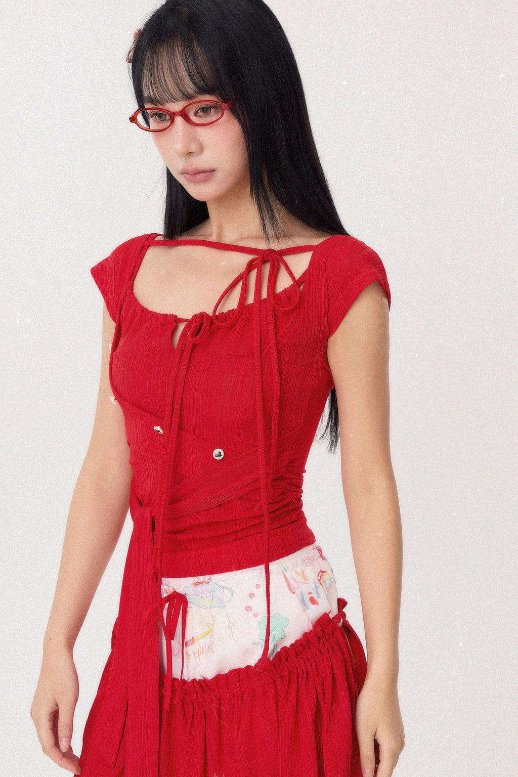 Dear Days Asymmetrical Knit Top (Red)
