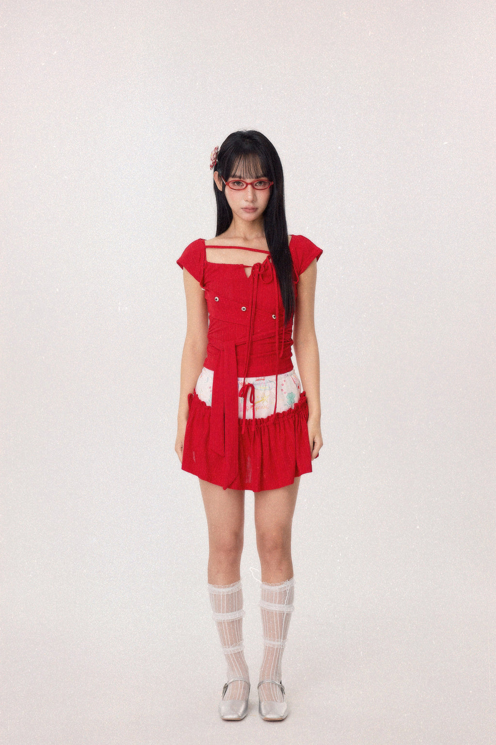 Dear Days Asymmetrical Knit Top (Red)