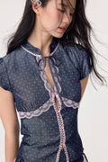 Sweetheart Cheongsam Top (Navy)