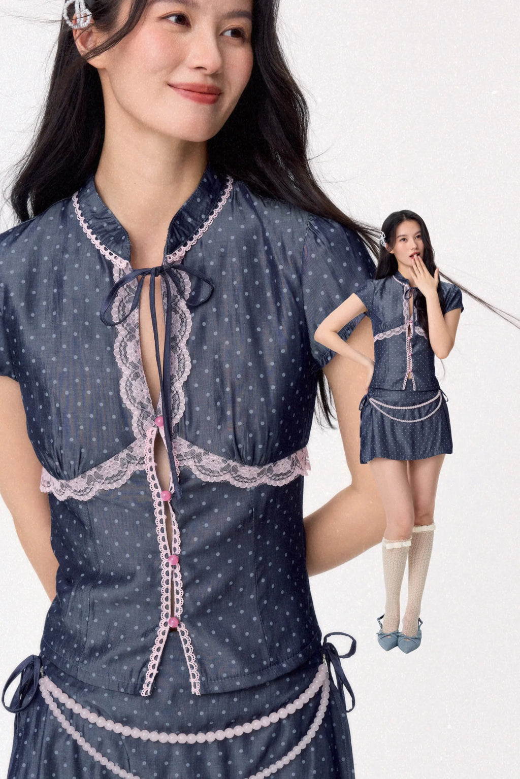 Sweetheart Cheongsam Top (Navy)