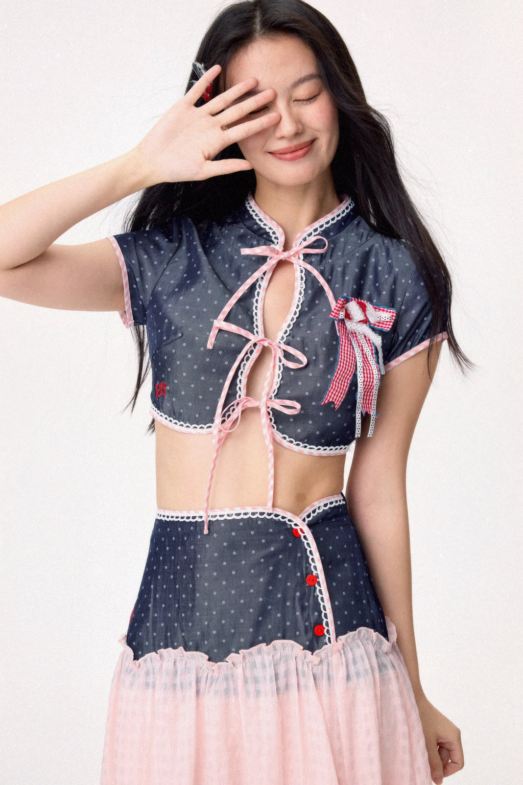 Dear Days Cheongsam Top (Navy)