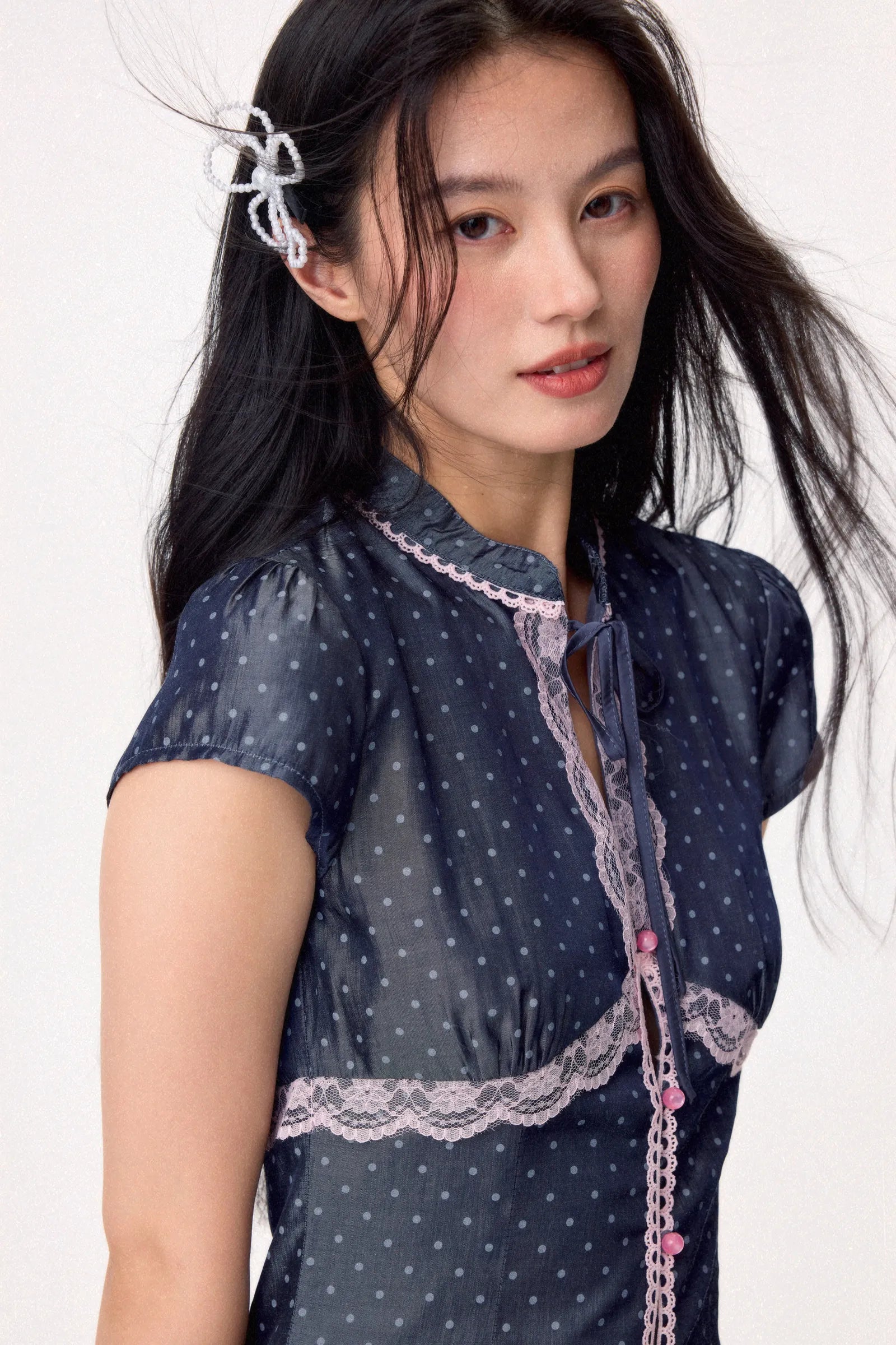 Sweetheart Cheongsam Top (Navy)