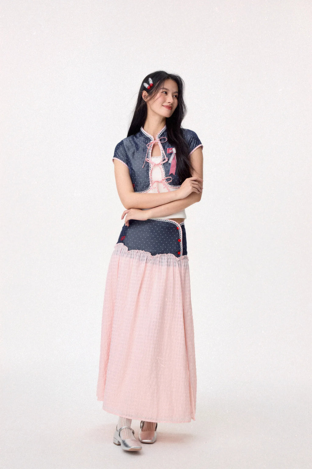 Dear Days Cheongsam Top (Navy)