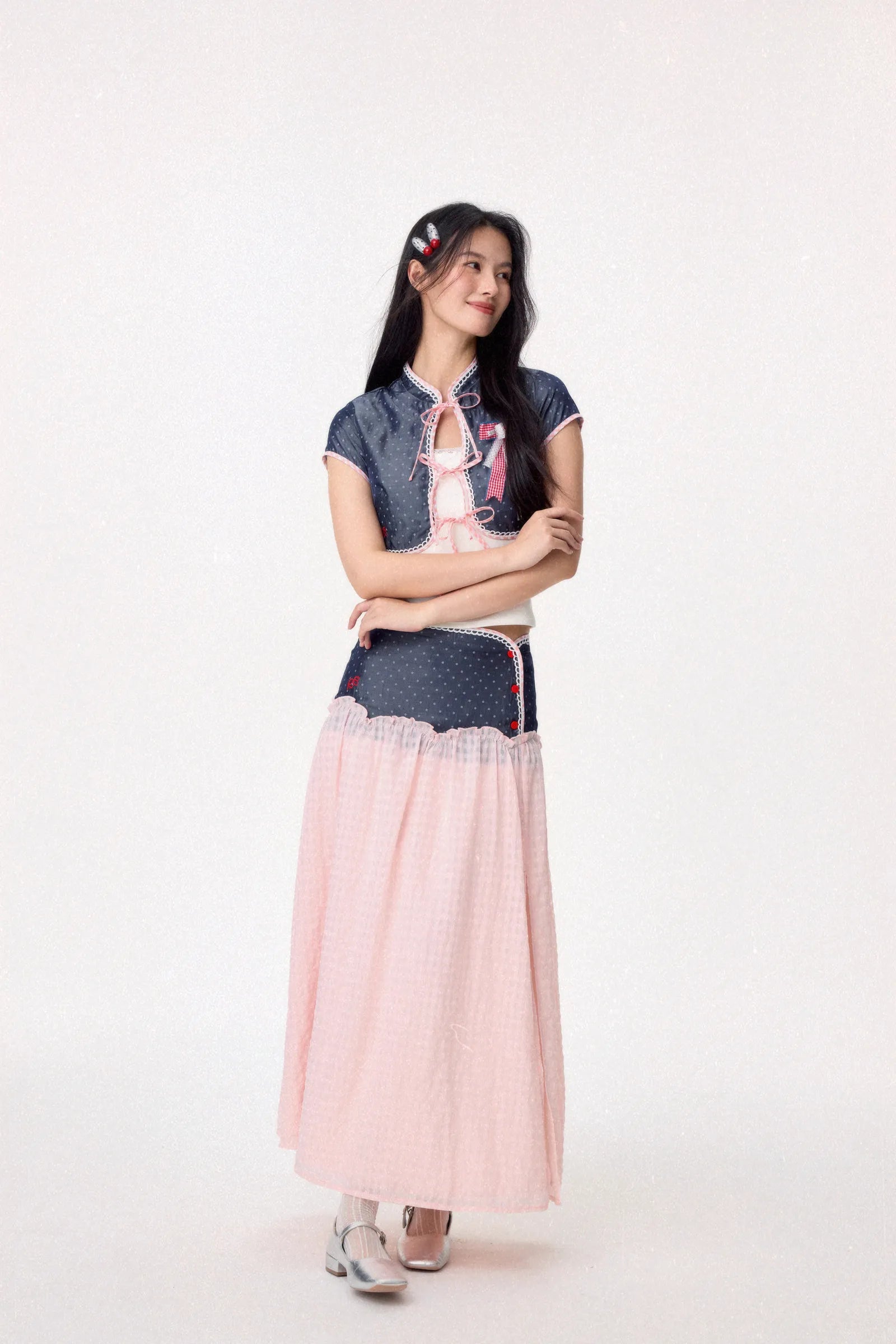 Dear Days Cheongsam Top (Navy)