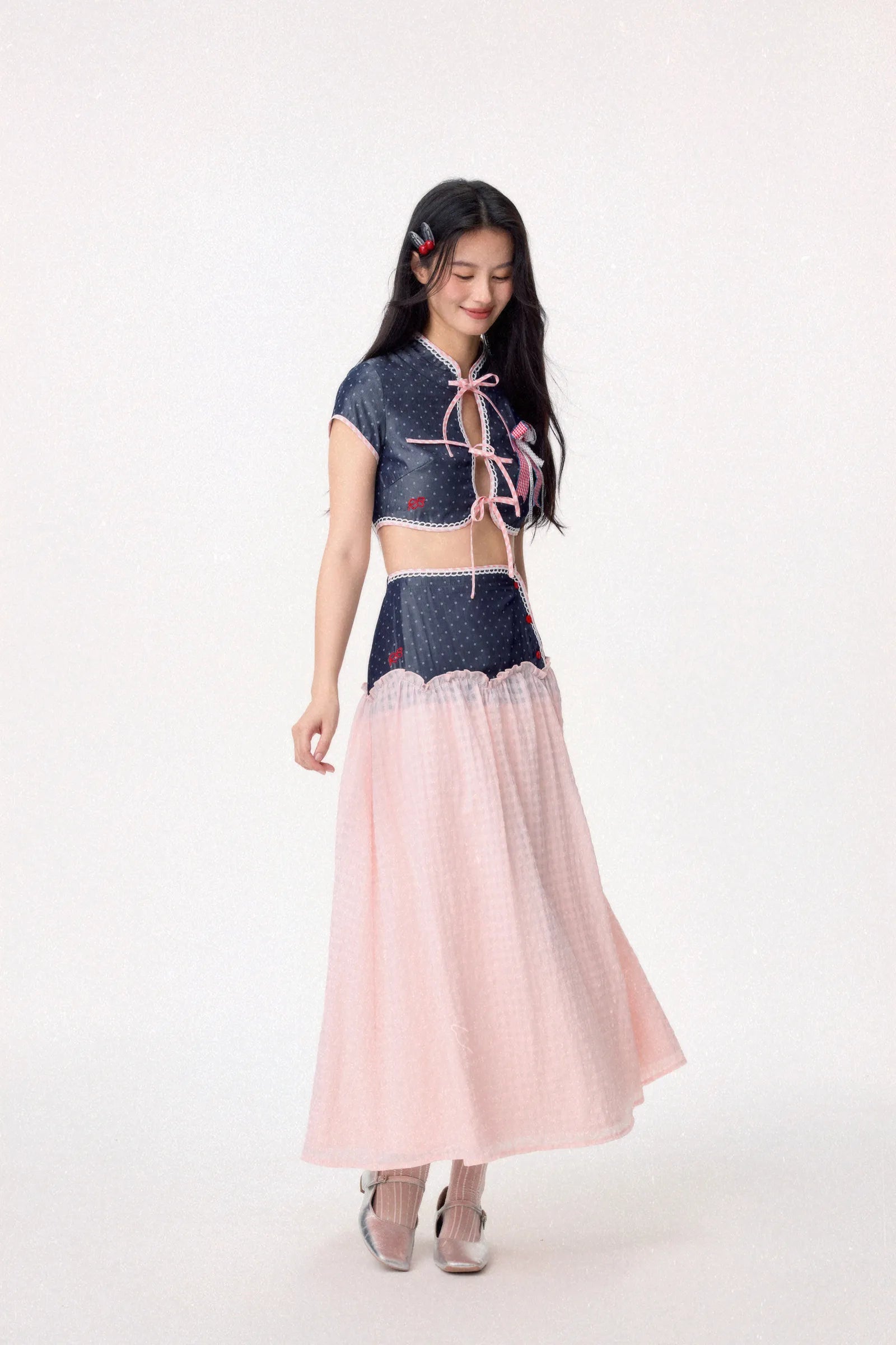 Dear Days Cheongsam Top (Navy)
