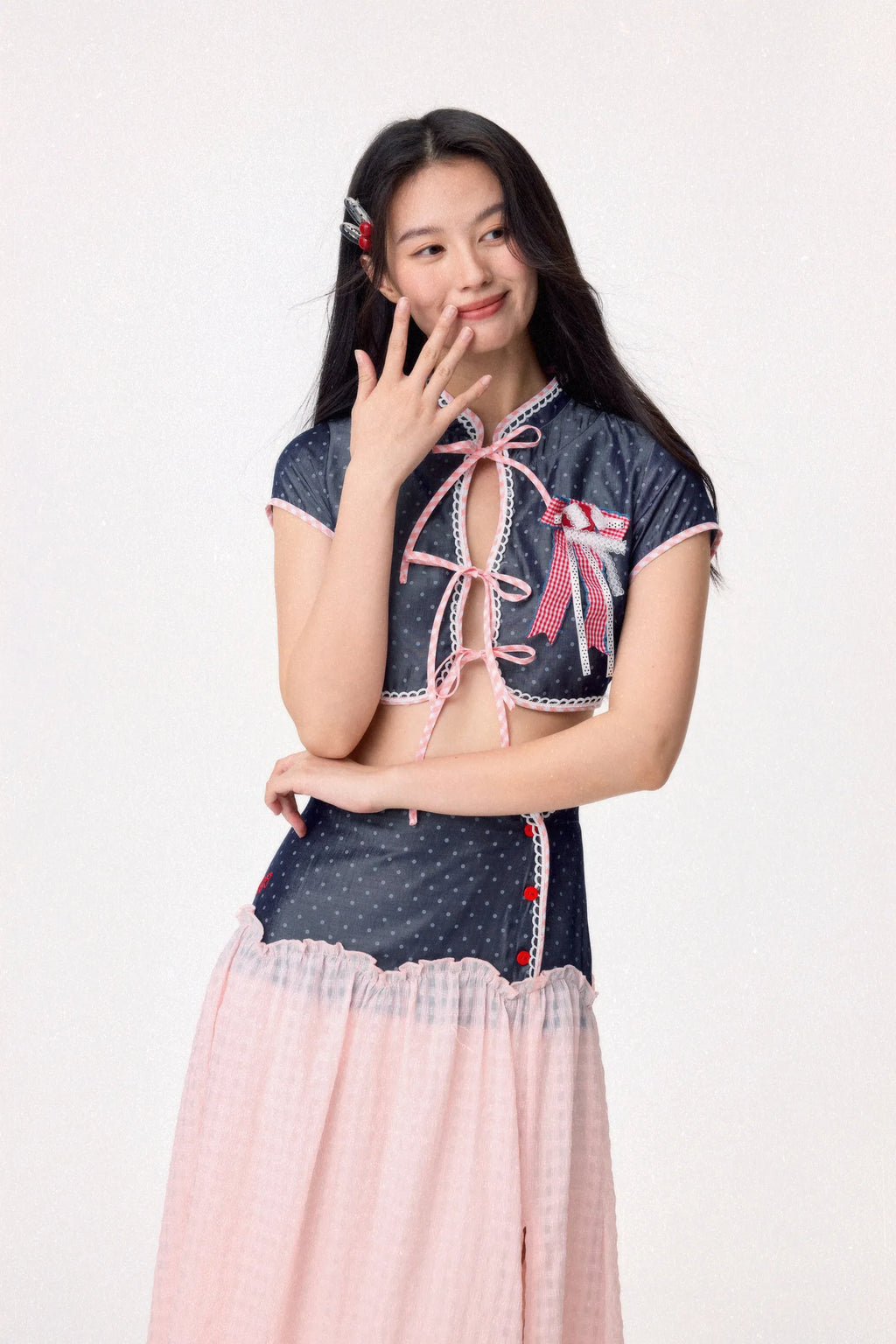 Dear Days Cheongsam Top (Navy)