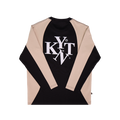 Typeface Embroidery Two-Hued Long Sleeve Black and Brown