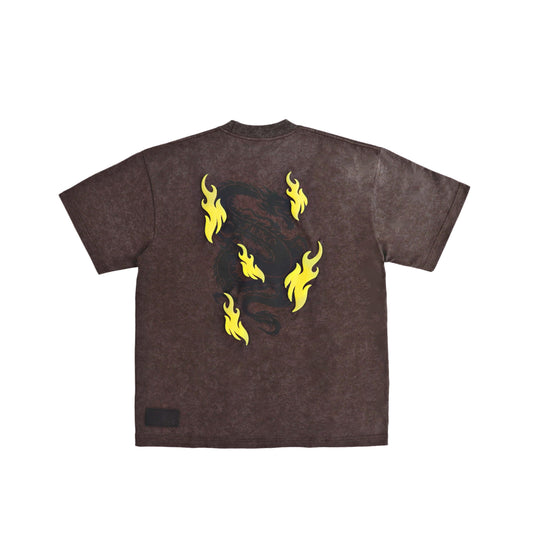 BATTLE DRAGON WASHED BROWN TEE