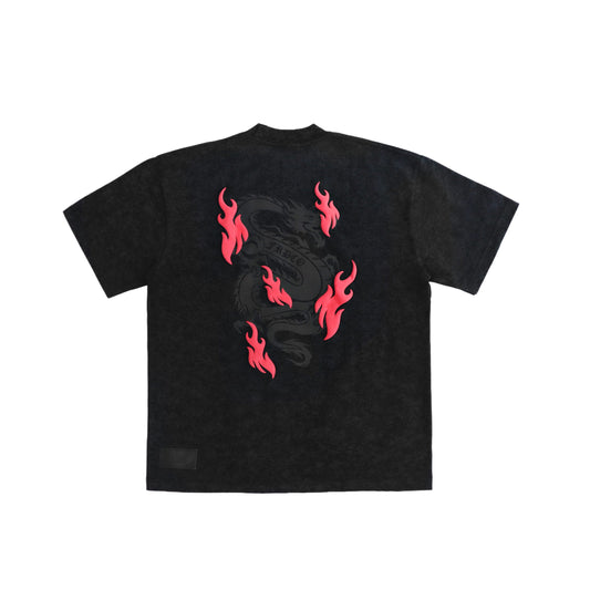 BATTLE DRAGON WASHED BLACK TEE