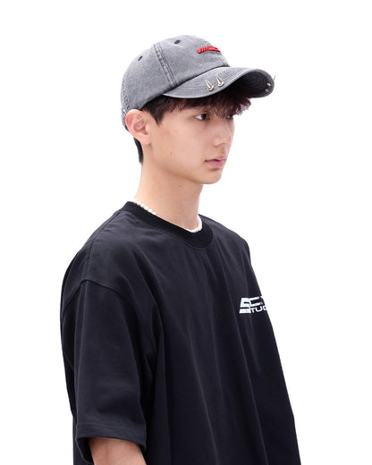 SS25 Spike Srudded Cap Stone Washed Grey