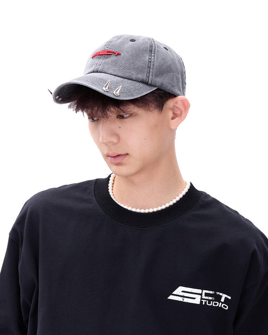 SS25 Spike Srudded Cap Stone Washed Grey