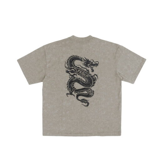 DARK DRAGON STONED WASH KHAKI TEE
