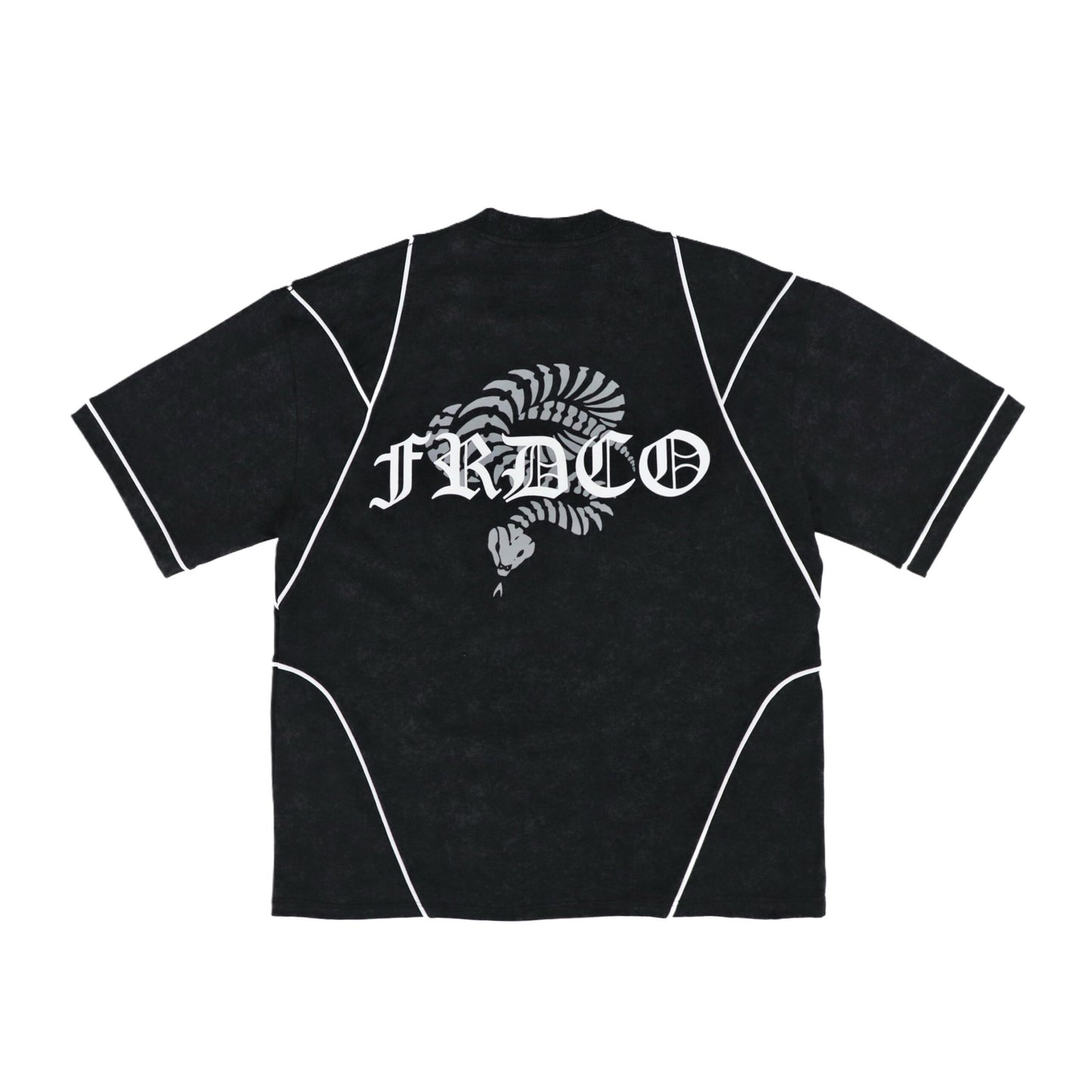 STONED SNAKE BONE WASHED BLACK TEE