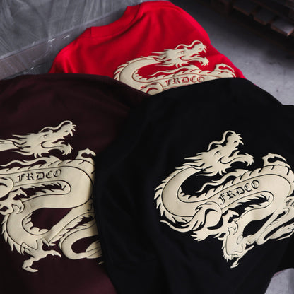 CNY24 DRAGON EMBOSSED RED TEE