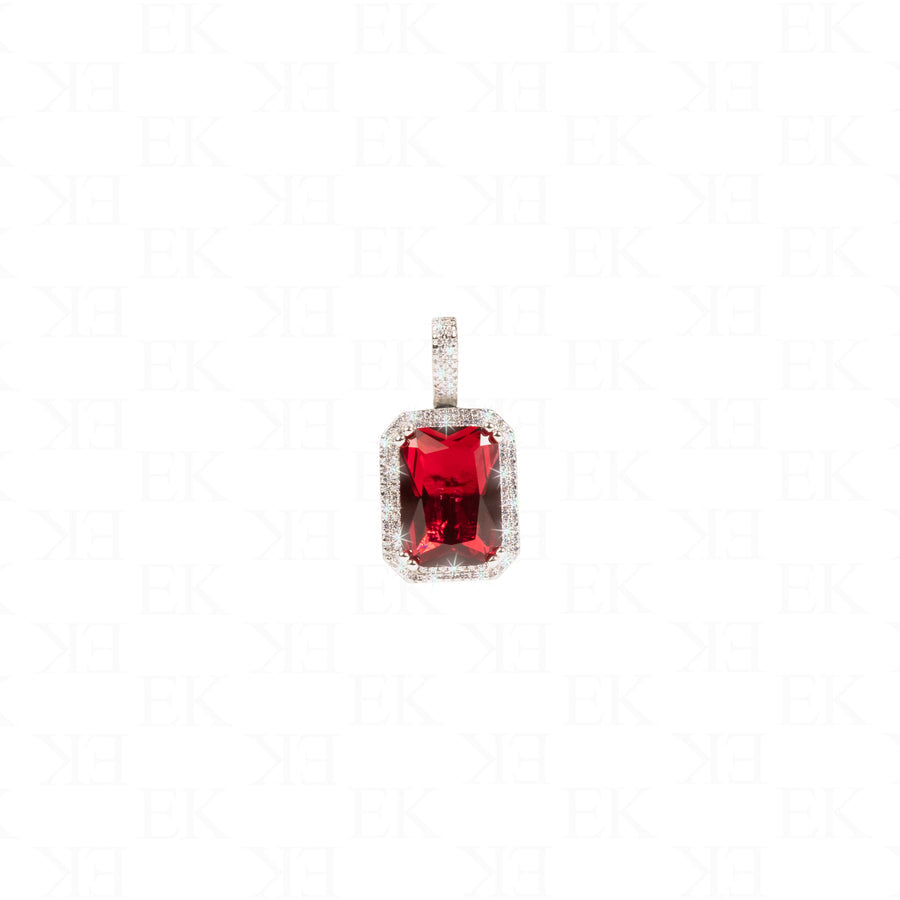 Red Sapphire Necklace Silver