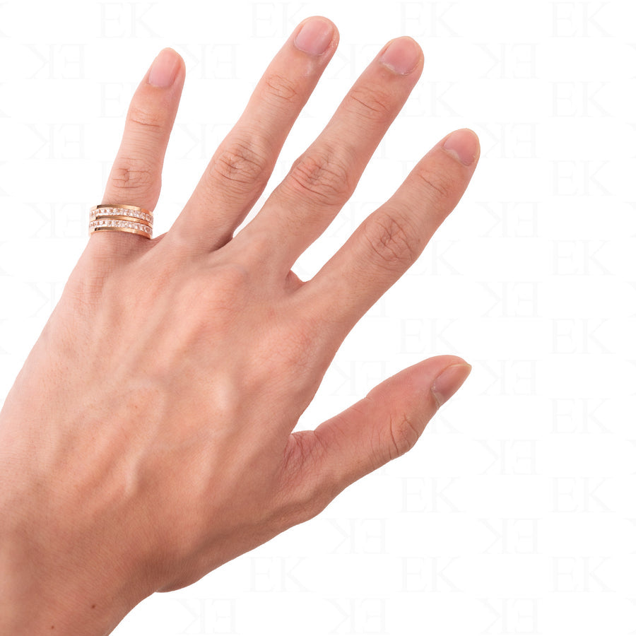 Double Iced Out Band Ring Rose Gold
