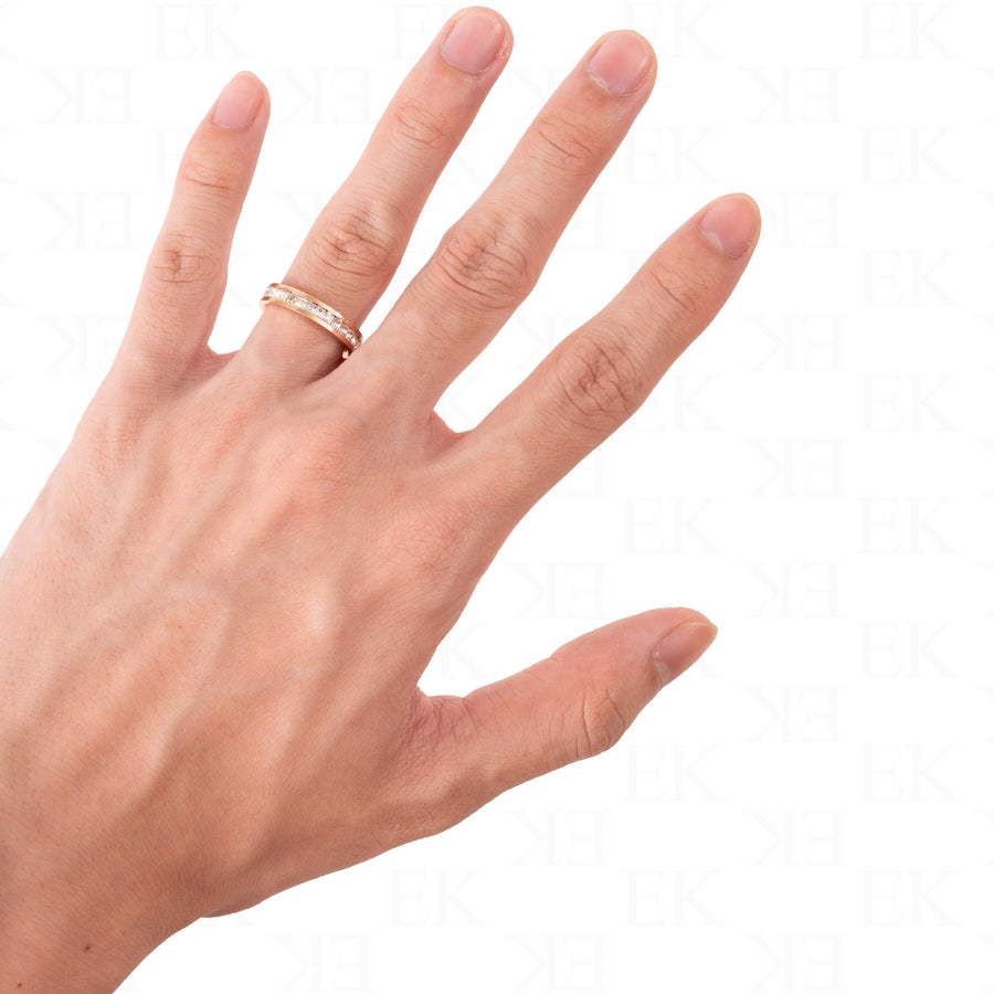 Single Iced Out Band Ring Rose Gold