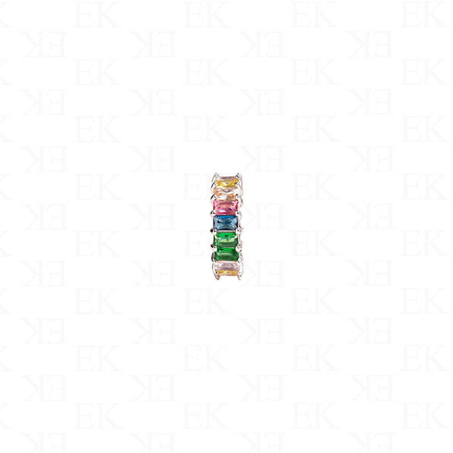Mini Baguette Rainbow Ring Silver