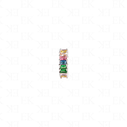 Mini Baguette Rainbow Ring Silver