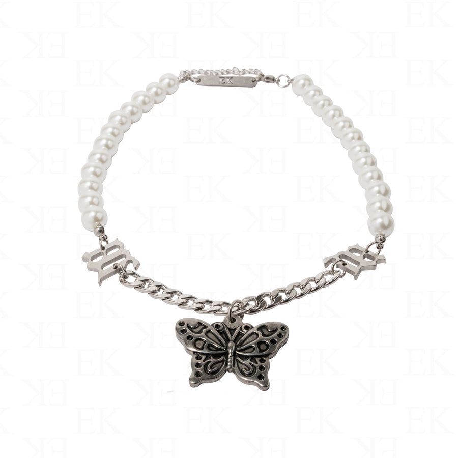 Pearl Beaded Butterfly Necklace