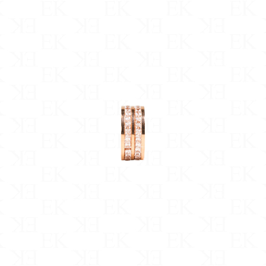Double Iced Out Band Ring Rose Gold