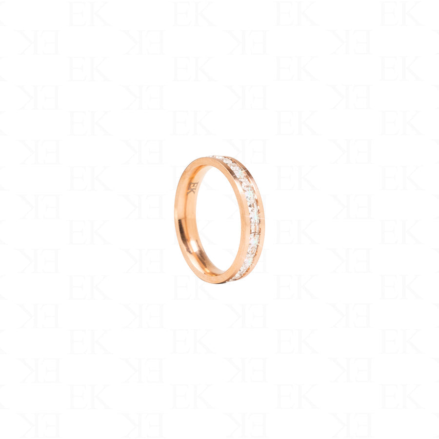 Single Iced Out Band Ring Rose Gold