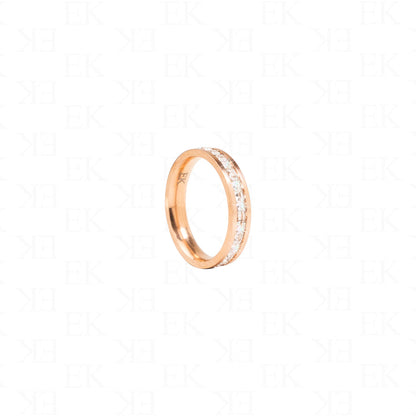 Single Iced Out Band Ring Rose Gold