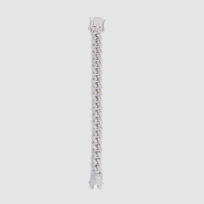Glass Stone Cuban Bracelet Silver