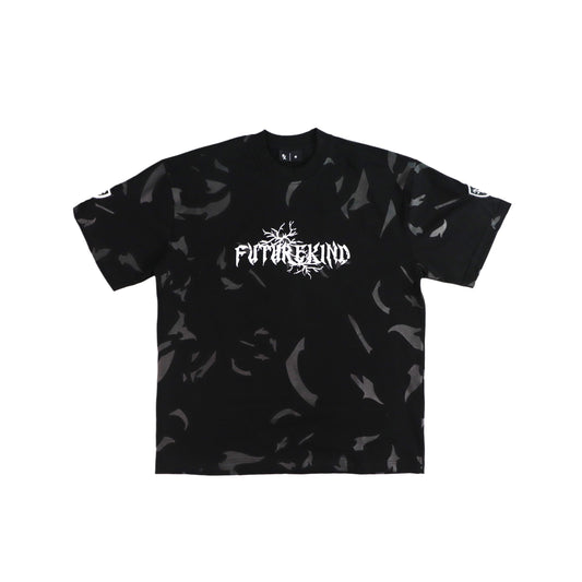 TIME CRACK DOUBLE BADGES BLACK TEE
