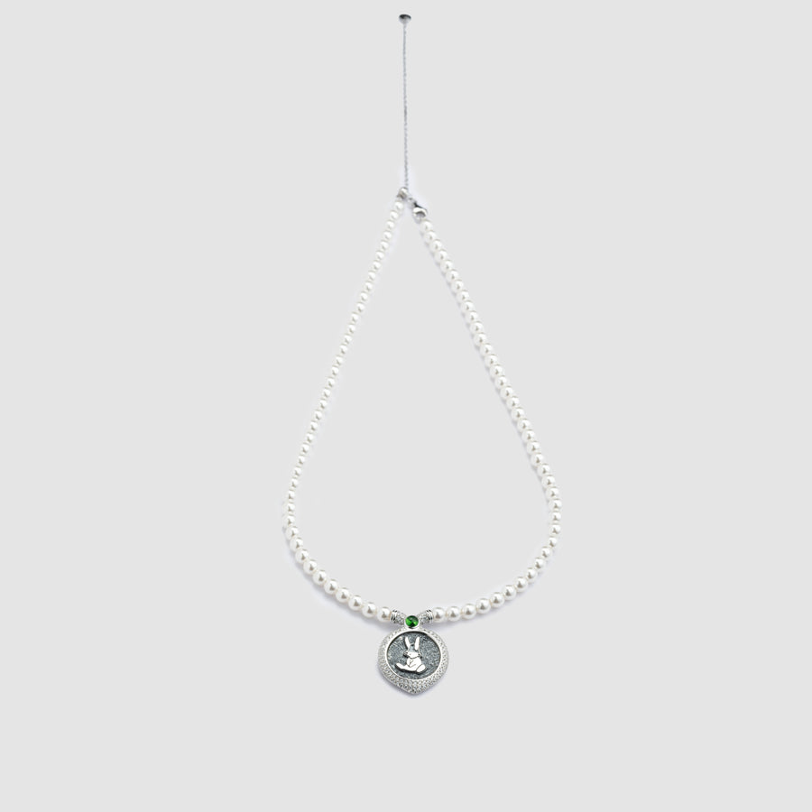 EK Bunny Statement Pearl Chain Silver
