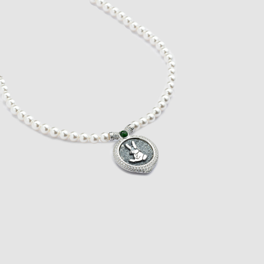 EK Bunny Statement Pearl Chain Silver