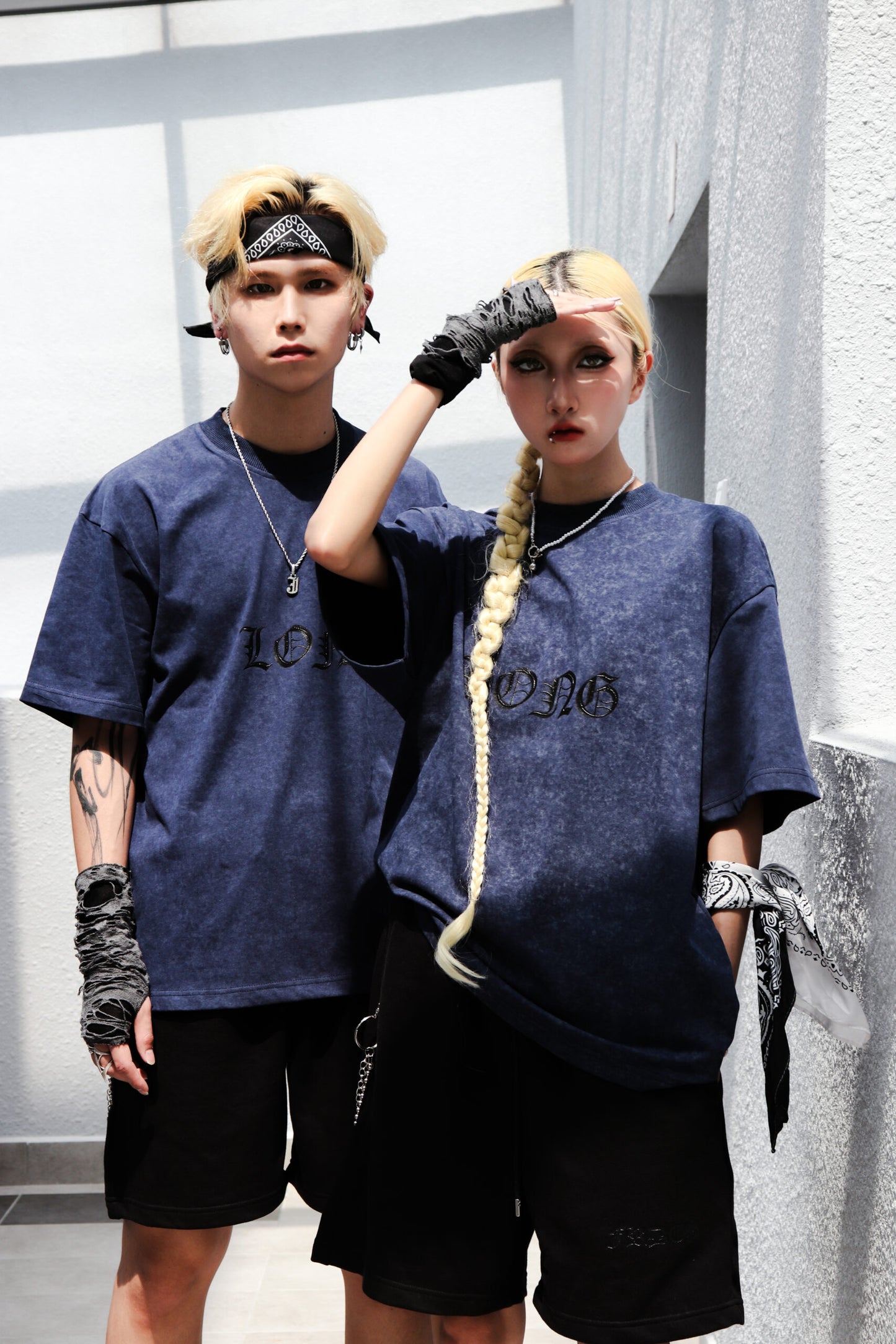 DARK DRAGON STONED WASH BLUE TEE