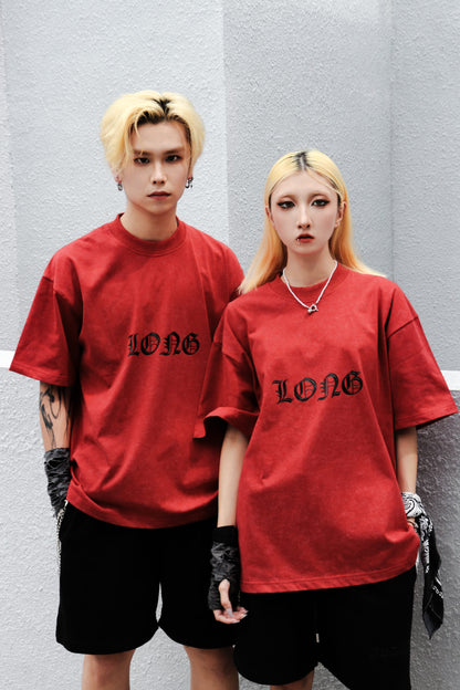 DARK DRAGON STONED WASH RED TEE