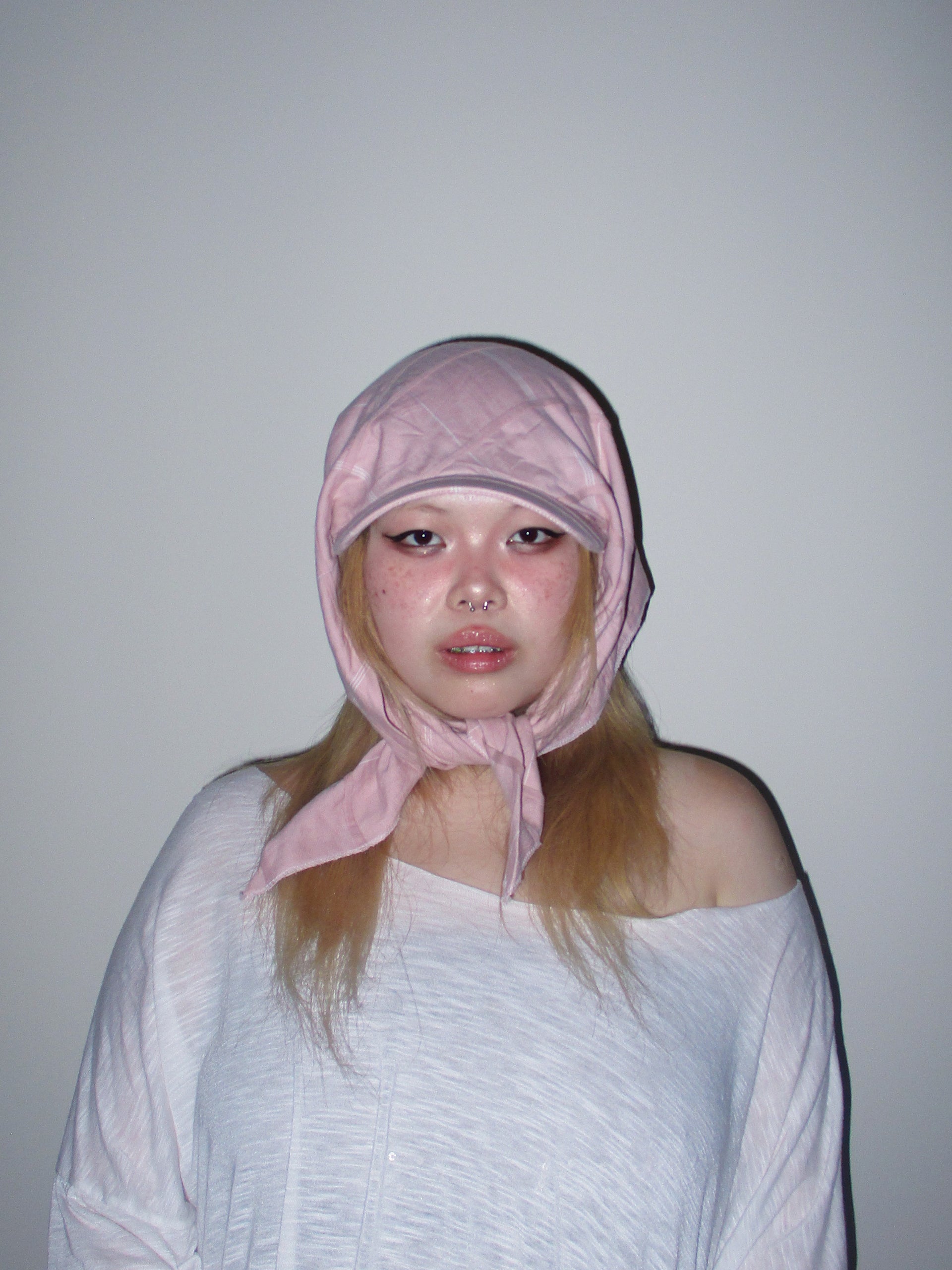 Pink Checkered Scarf Hat