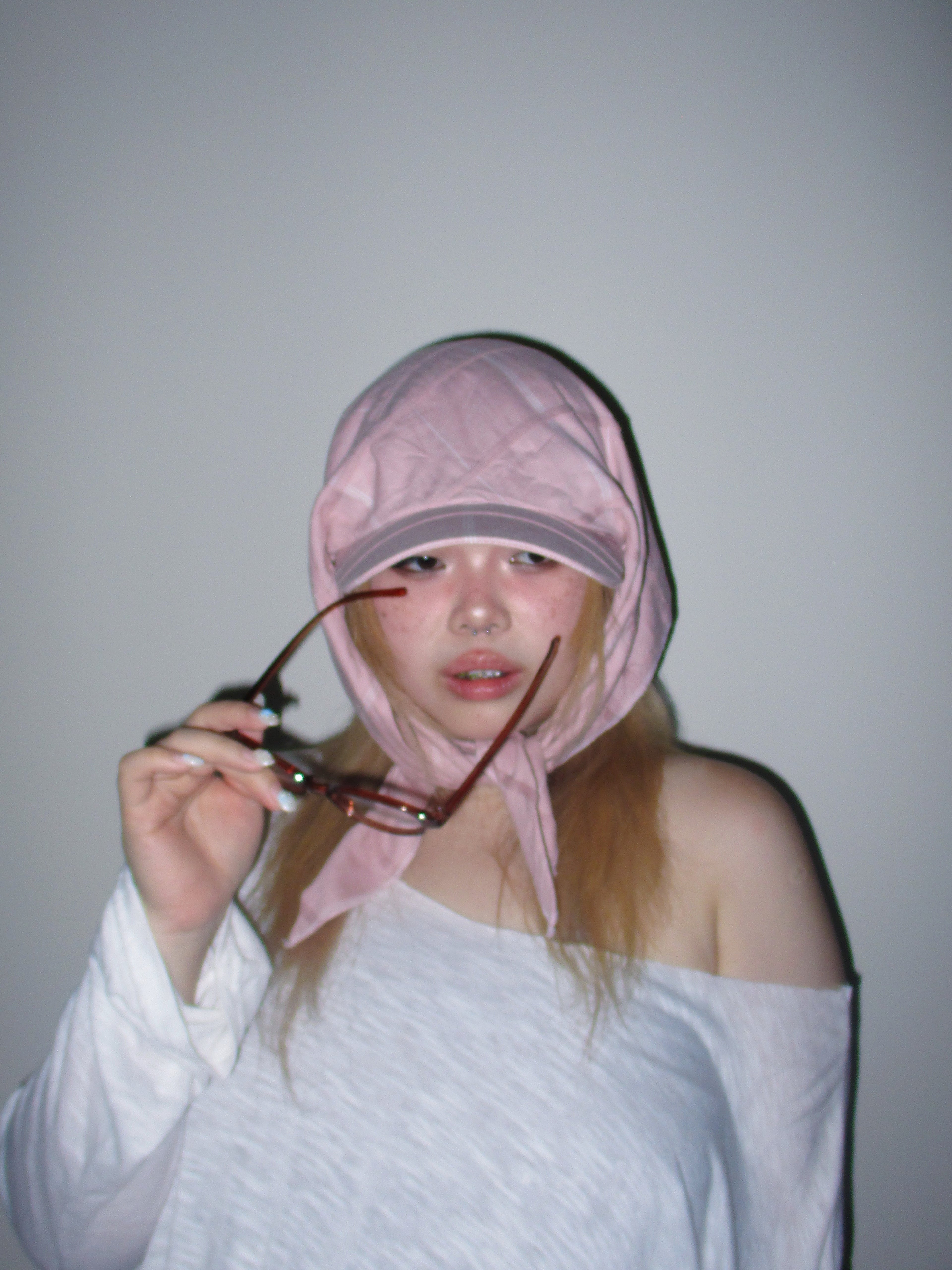 Pink Checkered Scarf Hat