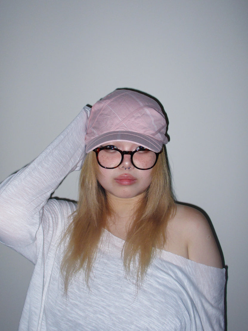 Pink Checkered Scarf Hat