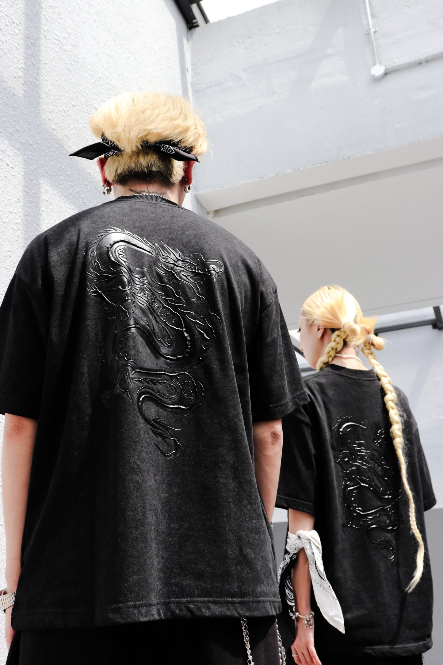 DARK DRAGON STONED WASH BLACK TEE