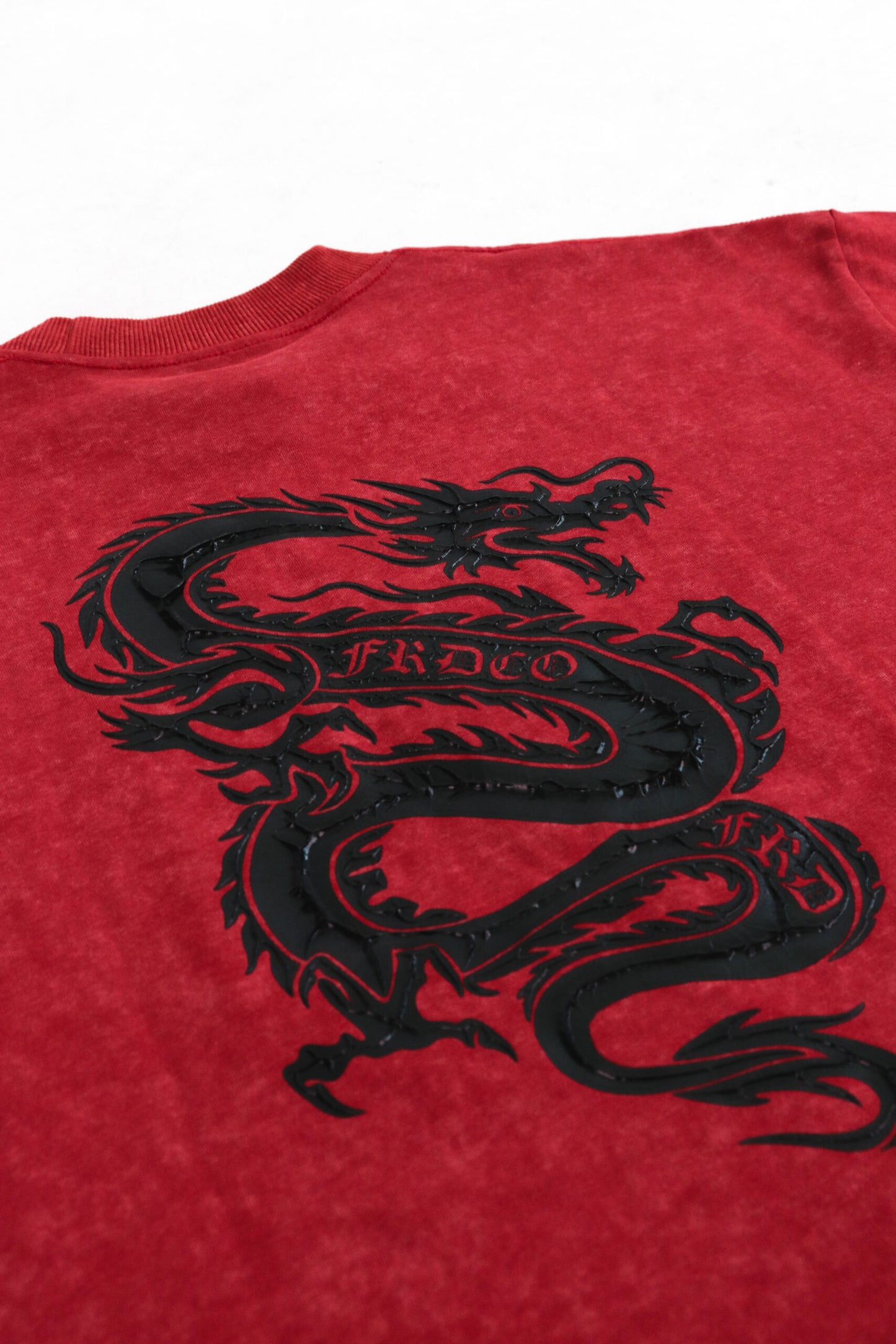 DARK DRAGON STONED WASH RED TEE
