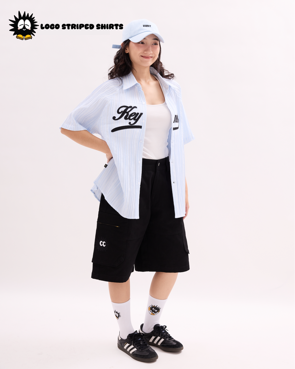 Logo Striped Shirt Blue